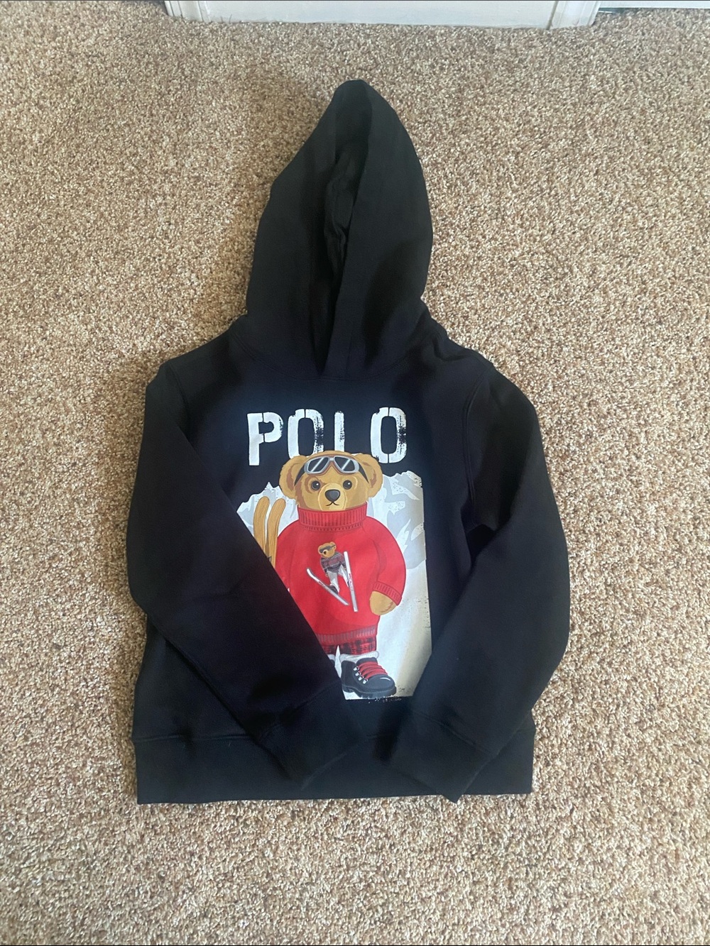 Polo by Ralph Lauren Black Hoodie with Red Bear Graphic
